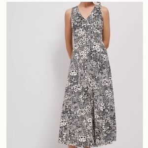 Anthropologie Maeve Black and White Floral Livia Maxi Dress